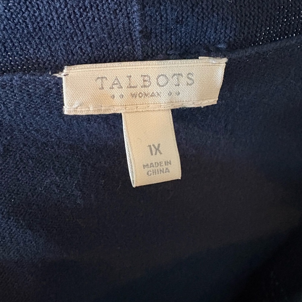 Talbots Elegant Navy Blue Women's Embroidered Cardigan - Picture 5 of 6